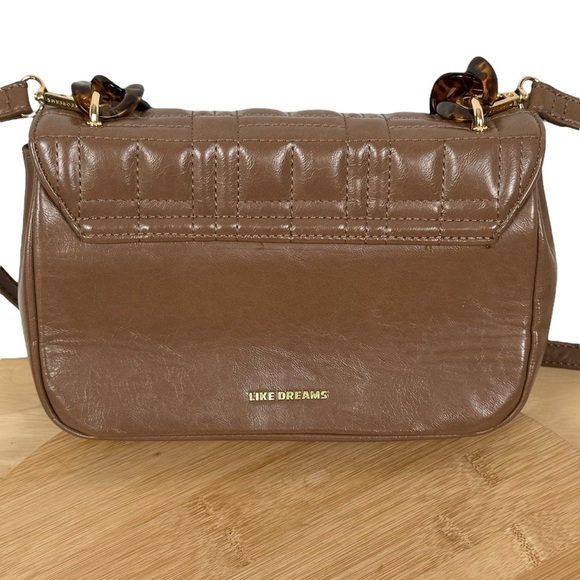 Like Dreams Taupe Quilted Shoulder Bag with Tortoise Chain & Detachable Strap - Picture 2 of 16